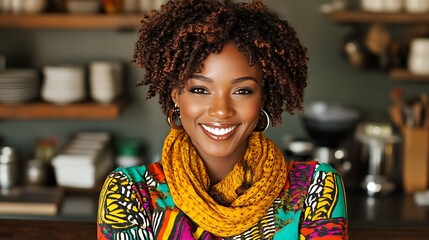 A butcher in an apron stands behind a counter displaying various cuts of meat in a bustling market setting.